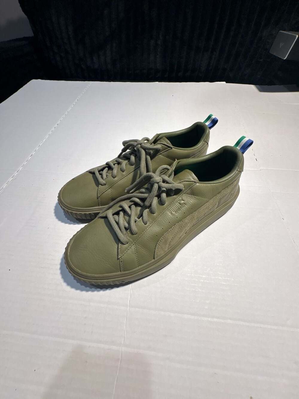 Puma Breaker Leather Sneakers Olive Green Size 11.5